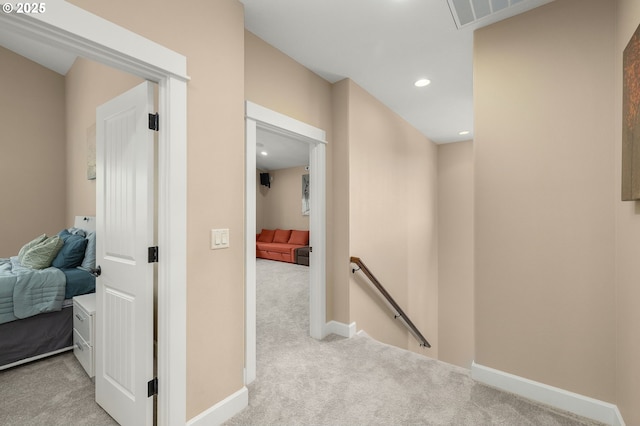 14746 SW 148th Ter, Tigard, OR 97224 - hallway with an upstairs landing, carpet, and recessed lighting
