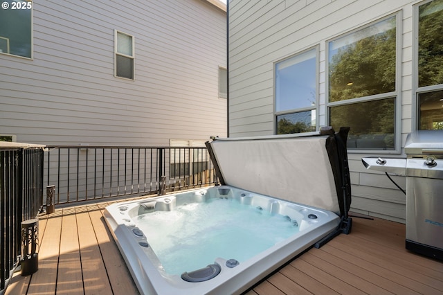 14746 SW 148th Ter, Tigard, OR 97224 - wooden deck with a covered hot tub