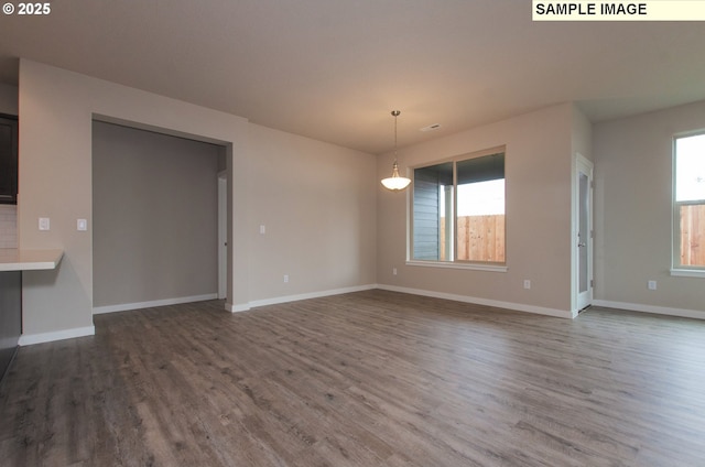 unfurnished dining area with wood-type flooring