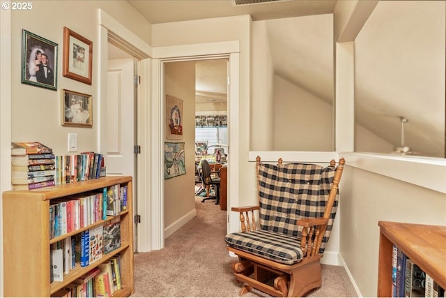 1703 Webb Lake Dr, Silverton, OR 97381 - living area with baseboards, ceiling fan, and carpet flooring