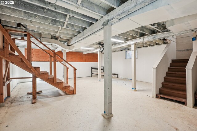 below grade area featuring stairs
