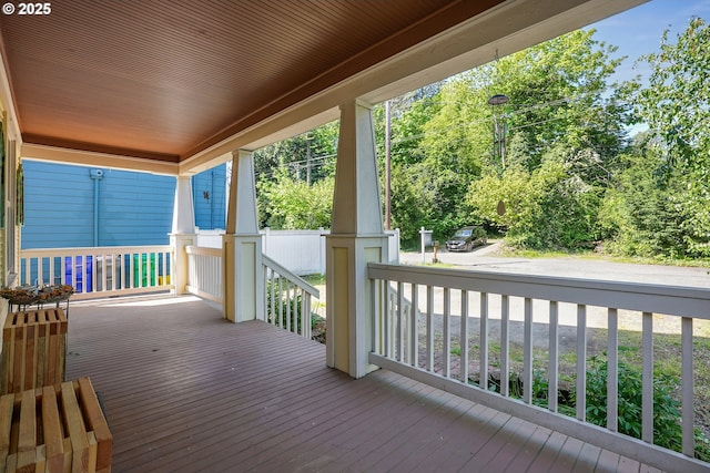 wooden deck with covered porch
