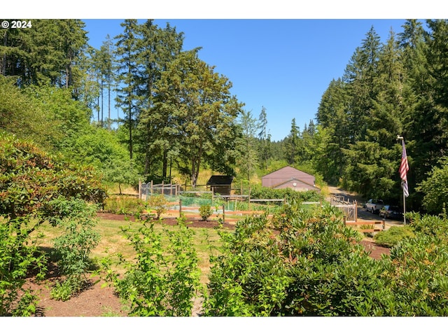 view of yard with a garden and fence