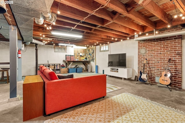 living area featuring concrete flooring