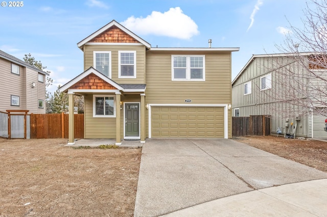 view of front of property with a garage