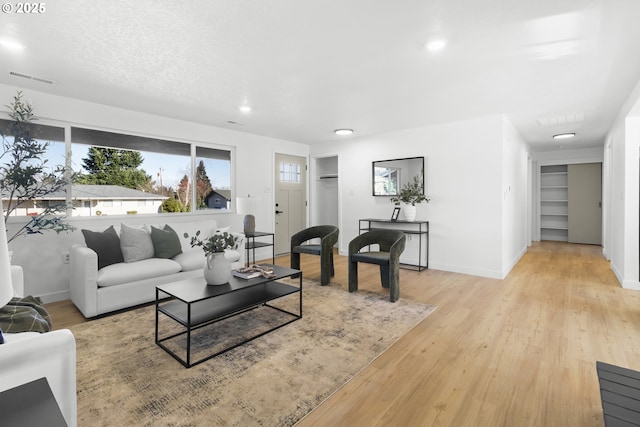 living room with light hardwood / wood-style floors