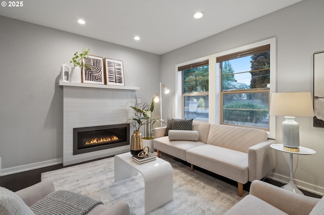 living room with hardwood / wood-style floors