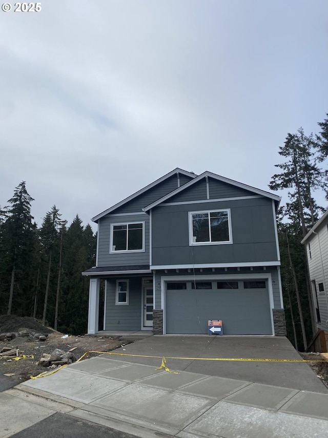 view of front of house with a garage