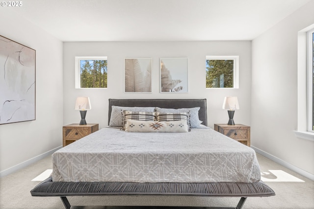 bedroom featuring carpet floors and multiple windows