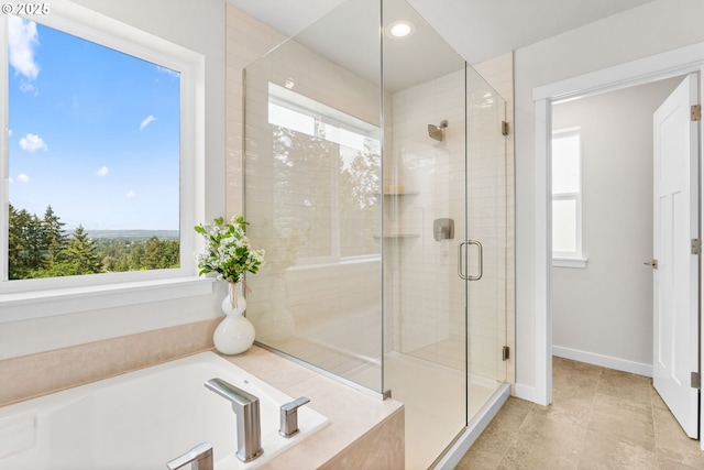 bathroom with independent shower and bath