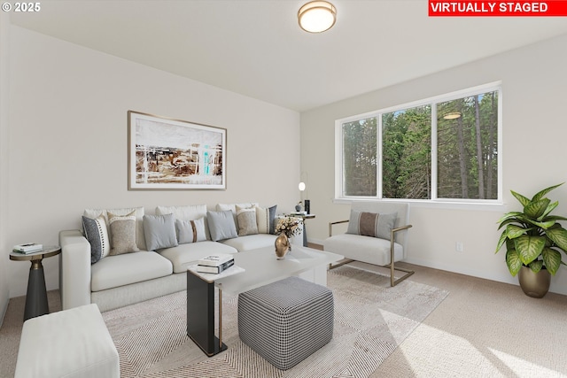 living room featuring carpet floors