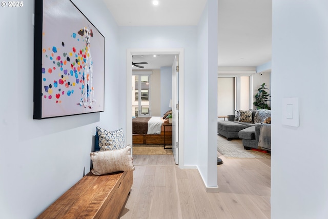 corridor featuring light hardwood / wood-style flooring