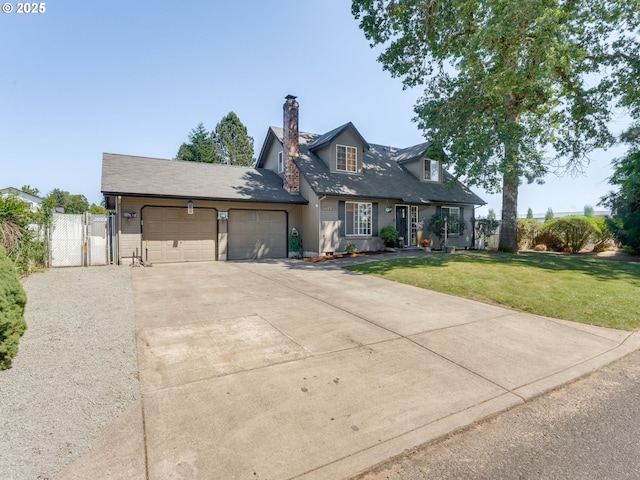 611 NW 4th Pl, Battle Ground, WA 98604 - view of front of property featuring a gate, a garage, a chimney, and concrete driveway