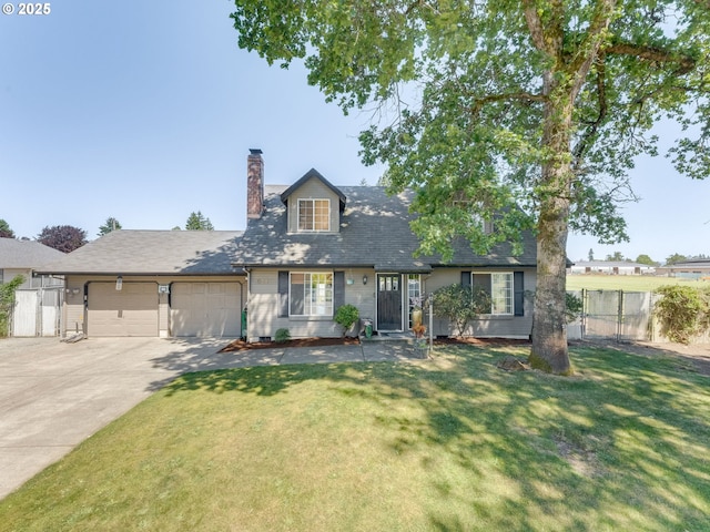 611 NW 4th Pl, Battle Ground, WA 98604 - cape cod-style house featuring driveway, an attached garage, and a chimney