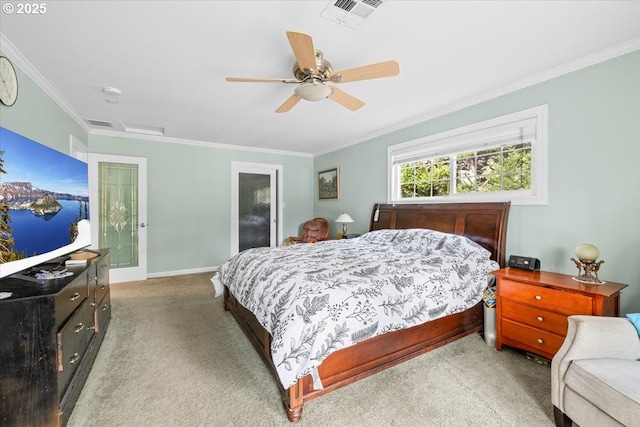 165 Lynn Ct, Winchester, OR 97495 - bedroom featuring carpet flooring, a desk, ornamental molding, a ceiling fan, and baseboards