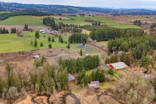 aerial view featuring a rural view