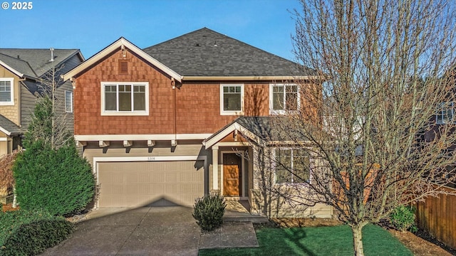 view of front of house with a garage