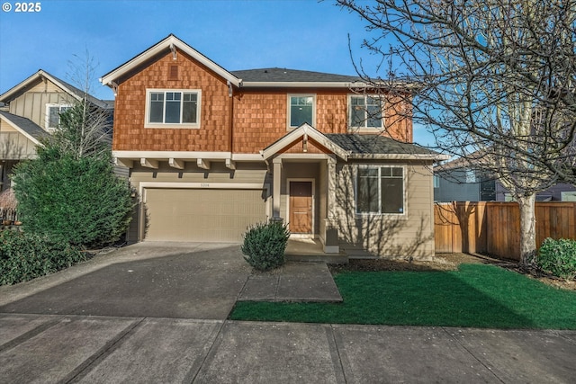 craftsman inspired home featuring a garage