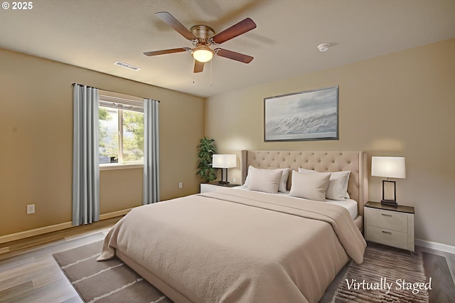 9513 NE 73rd St, Vancouver, WA 98662 - bedroom featuring wood finished floors, baseboards, and a ceiling fan