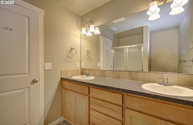9513 NE 73rd St, Vancouver, WA 98662 - bathroom featuring double vanity and a stall shower