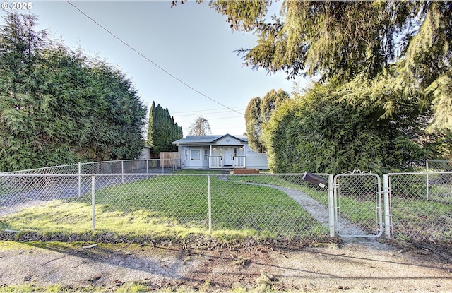 view of front of house with a front lawn and a porch