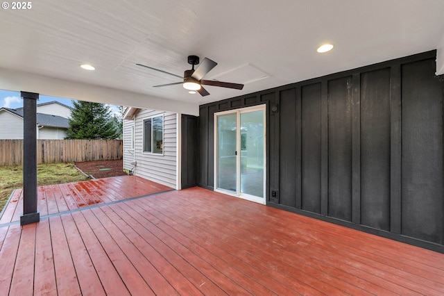 deck featuring ceiling fan