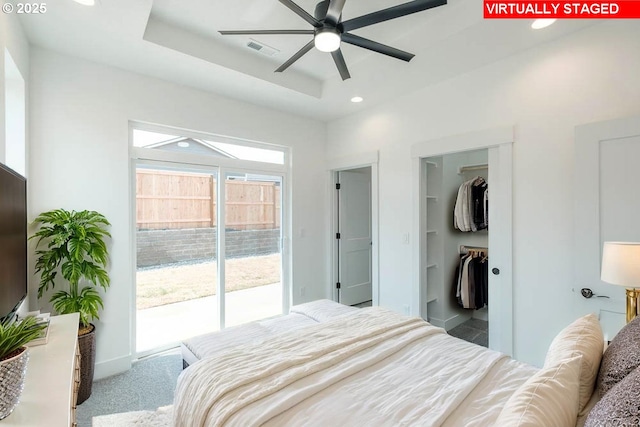 774 Riley Dr, Silverton, OR 97381 - bedroom featuring access to exterior, a spacious closet, and recessed lighting