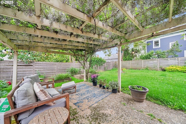 view of patio / terrace featuring a pergola