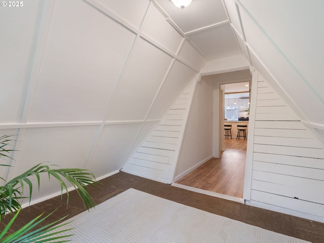 1171 Mabee Mines Rd, Washougal, WA 98671 - stairs featuring lofted ceiling and carpet flooring