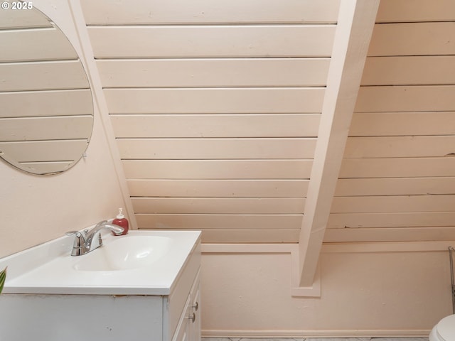 1171 Mabee Mines Rd, Washougal, WA 98671 - bathroom with vanity and wooden walls