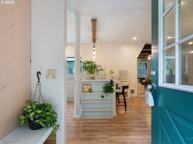 1171 Mabee Mines Rd, Washougal, WA 98671 - foyer with light wood-type flooring and recessed lighting