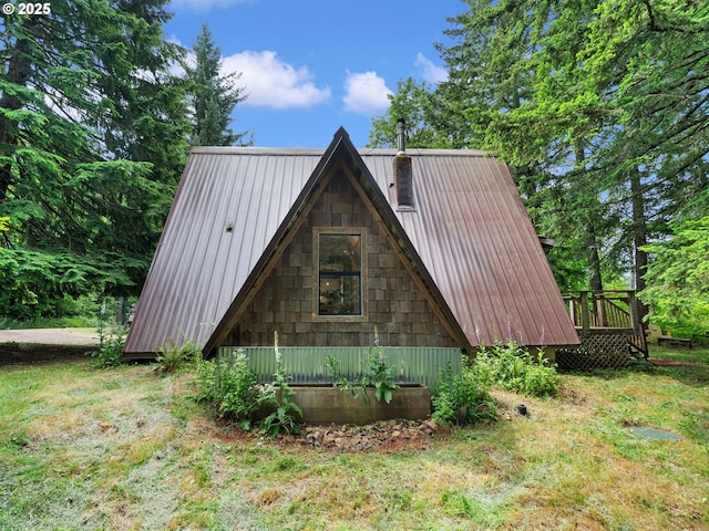 1171 Mabee Mines Rd, Washougal, WA 98671 - view of front of house with a metal roof and a wooden deck