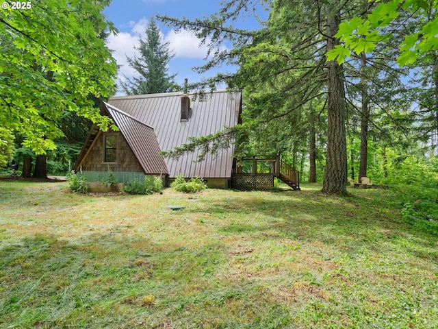 1171 Mabee Mines Rd, Washougal, WA 98671 - view of grassy yard featuring a deck