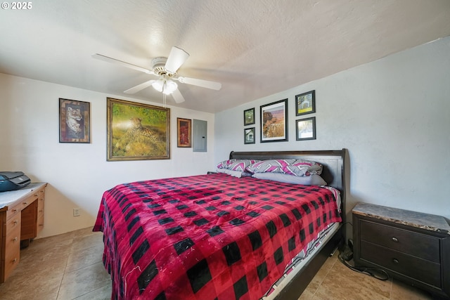 1305 E Van Buren Ave, Cottage Grove, OR 97424 - bedroom featuring electric panel, ceiling fan, and light tile patterned flooring