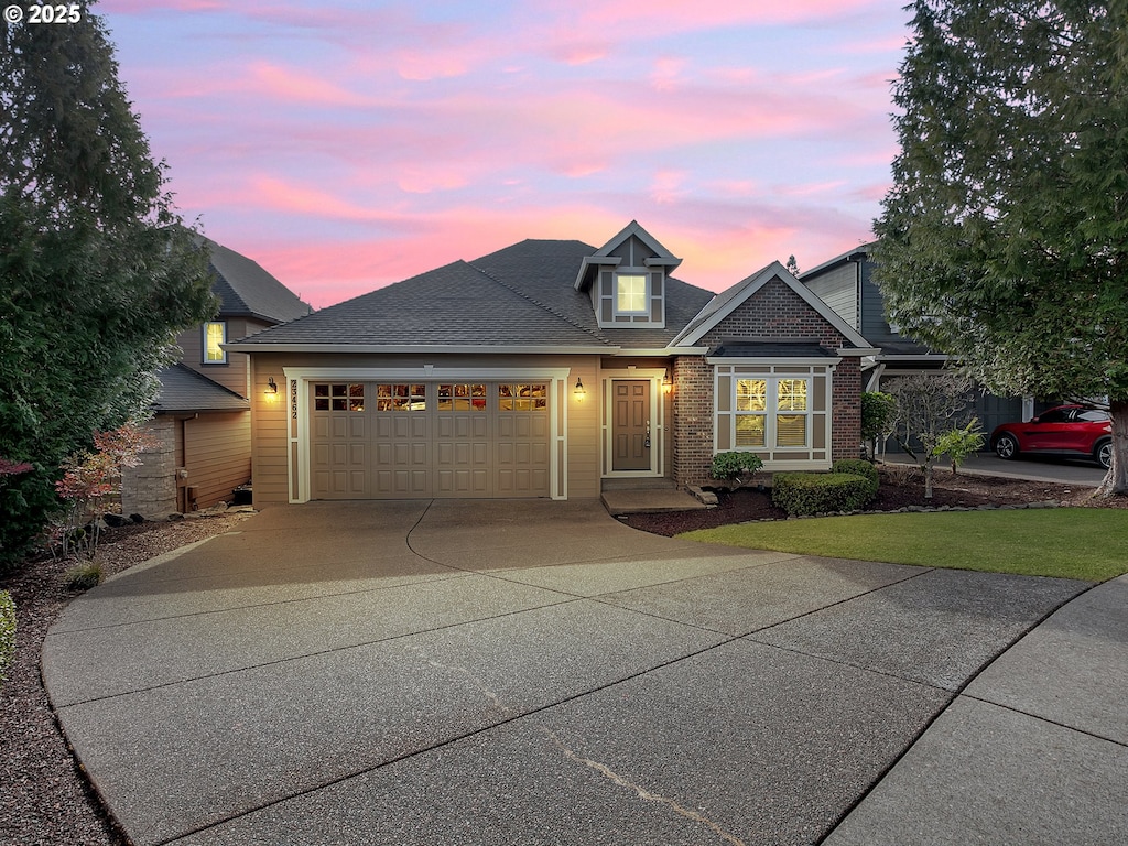 view of front of house with a garage