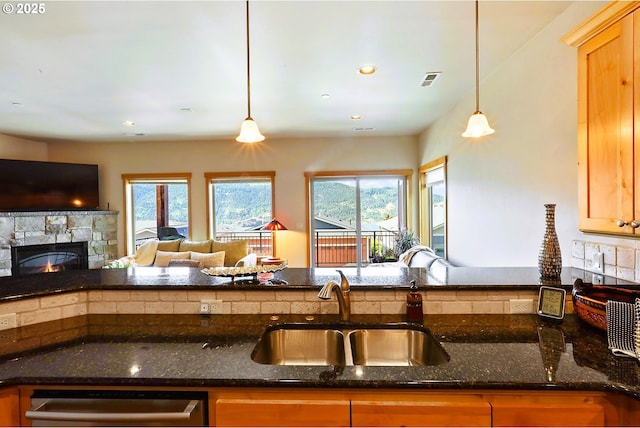 113 Ingram Pl, White Salmon, WA 98672 - kitchen featuring open floor plan, stainless steel dishwasher, a sink, and plenty of natural light