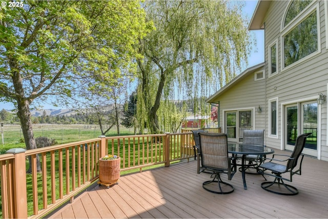 54693 Bingham Rd, Adams, OR 97810 - wooden deck featuring outdoor dining space and a mountain view