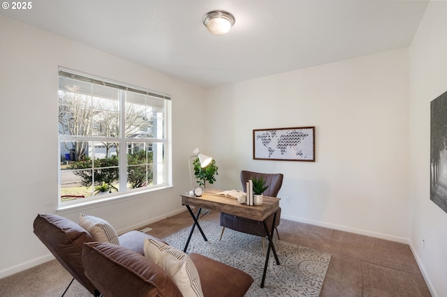 carpeted office with baseboards