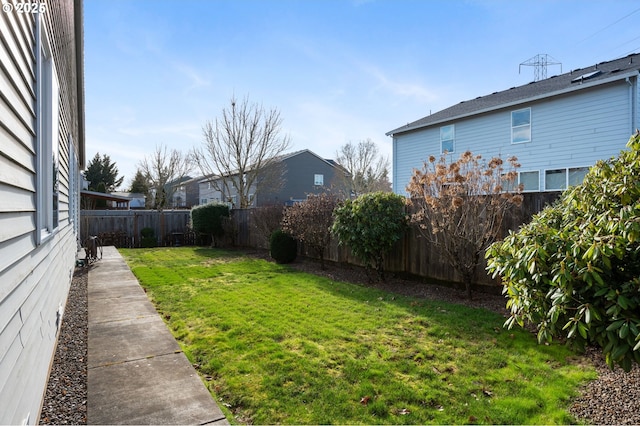 view of yard featuring a fenced backyard