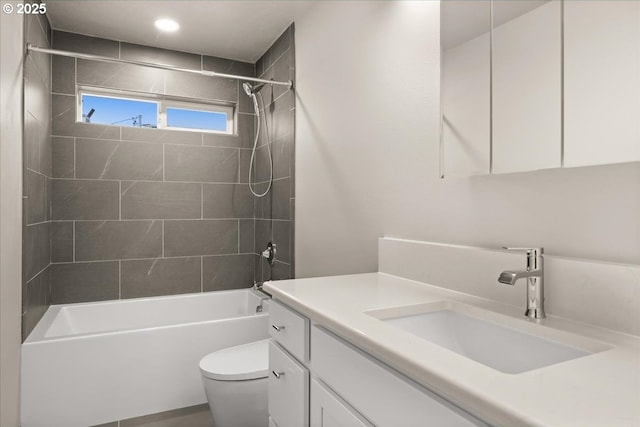 35505 Upper Loop Rd, Pacific City, OR 97135 - full bathroom with vanity, toilet, and bathtub / shower combination