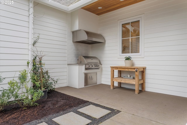view of patio with area for grilling and exterior kitchen