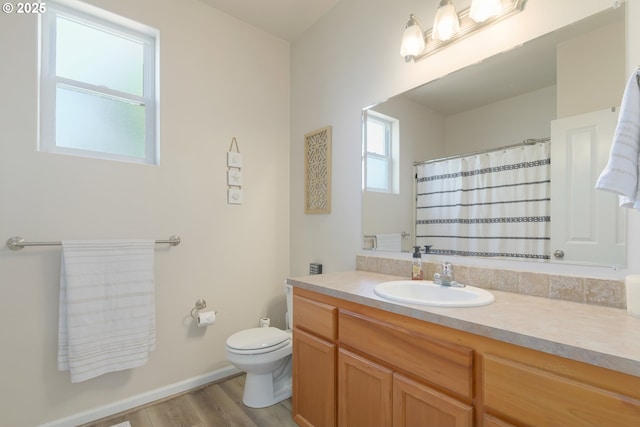 1281 Alderdale Dr, Junction City, OR 97448 - full bath with vanity, toilet, wood finished floors, and curtained shower