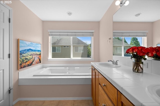 5836 NE Farnham St, Hillsboro, OR 97124 - full bath with plenty of natural light, a bath, double vanity, and tile patterned flooring