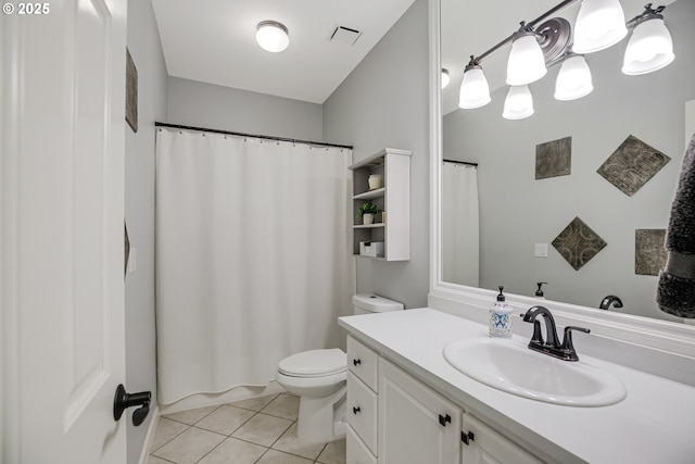 11942 SE Sunny Way, Happy Valley, OR 97086 - full bathroom featuring toilet, tile patterned floors, vanity, and a shower with curtain