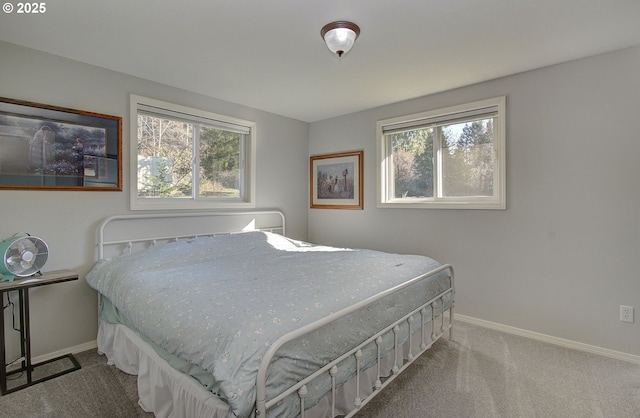 carpeted bedroom with baseboards and multiple windows