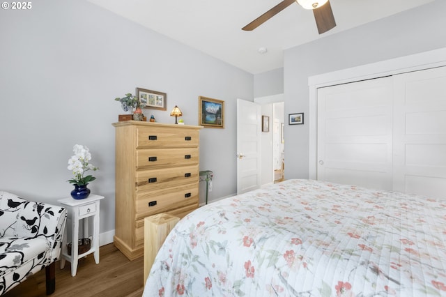3461 Sterling Woods Dr, Eugene, OR 97408 - bedroom with wood finished floors, a closet, and ceiling fan