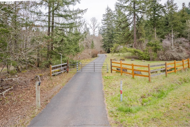 view of road featuring a gate