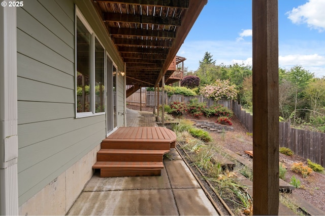 15745 SE Bybee Dr, Portland, OR 97236 - wooden terrace featuring a fenced backyard