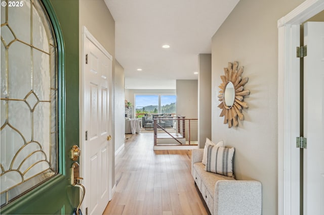15745 SE Bybee Dr, Portland, OR 97236 - entrance foyer featuring light wood-style floors, recessed lighting, and baseboards