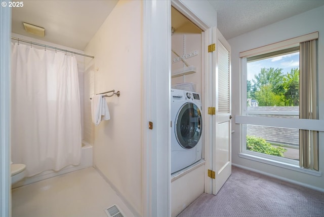 12960 SW 5th St, Beaverton, OR 97005 - laundry area featuring washer / clothes dryer, plenty of natural light, and carpet flooring